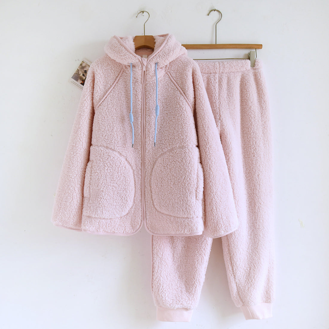 Lammfleece-Imitat Hausanzug-Set mit Kapuze für Paare