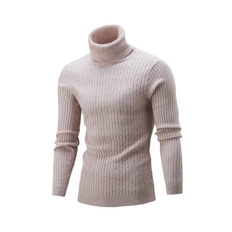 Herren-Strickpullover mit Rollkragen und Zopfmuster