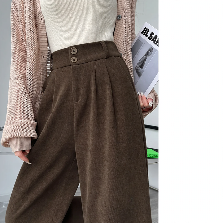 Gefütterte Kord-Weithose für Damen, Herbst und Winter