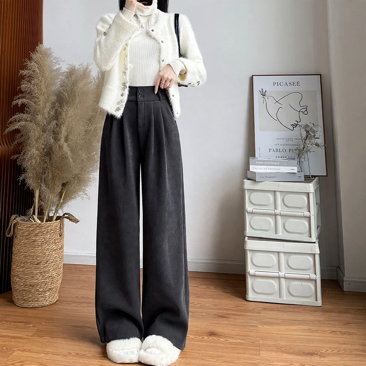 Damen-Cordhose, weit geschnitten, gerade Passform