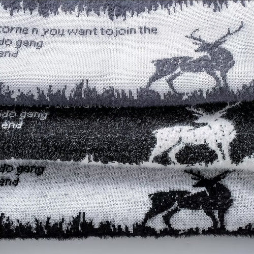 Herren-Strickpullover mit Rentier-Motiv und Stehkragen