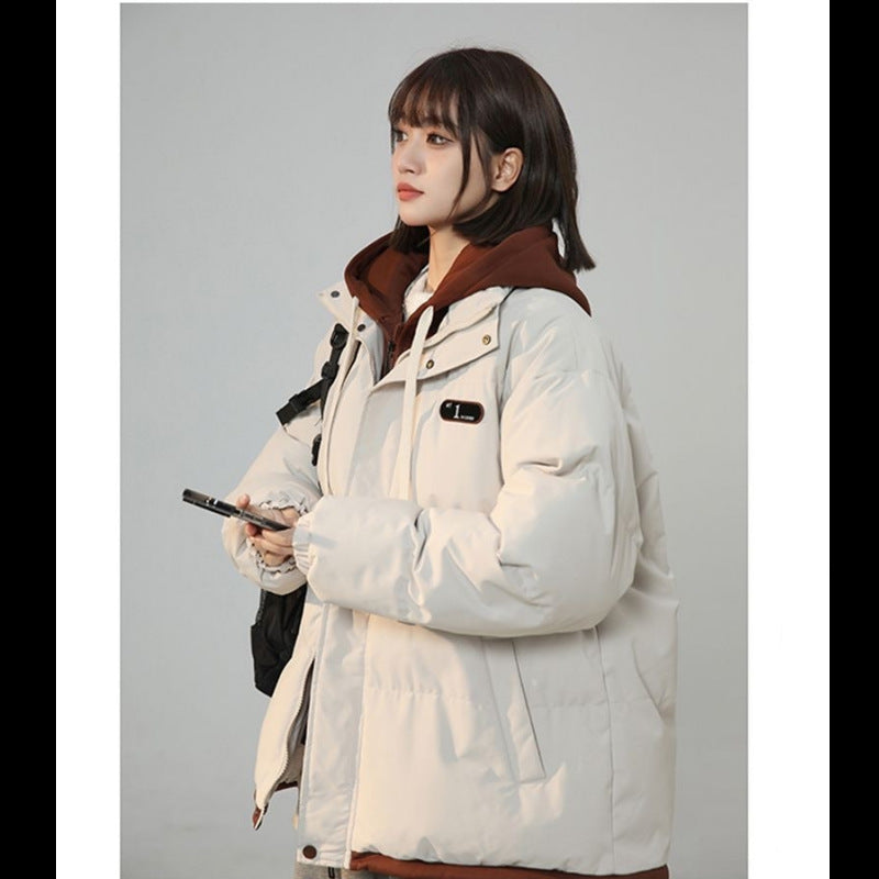 Gefütterte Unisex-Winterjacke im Lagen-Look