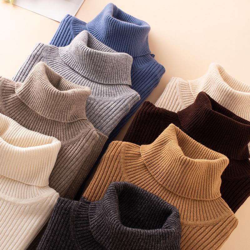 Damen-Rollkragenpullover, gestrickt, schmale Passform