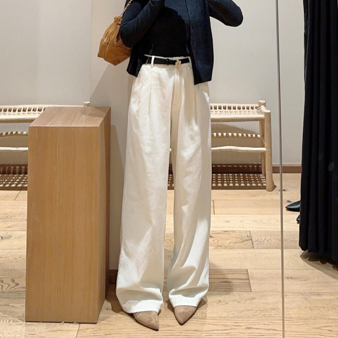 Damen-Cordhose, gerade geschnitten, Baumwolle, Französischer Stil