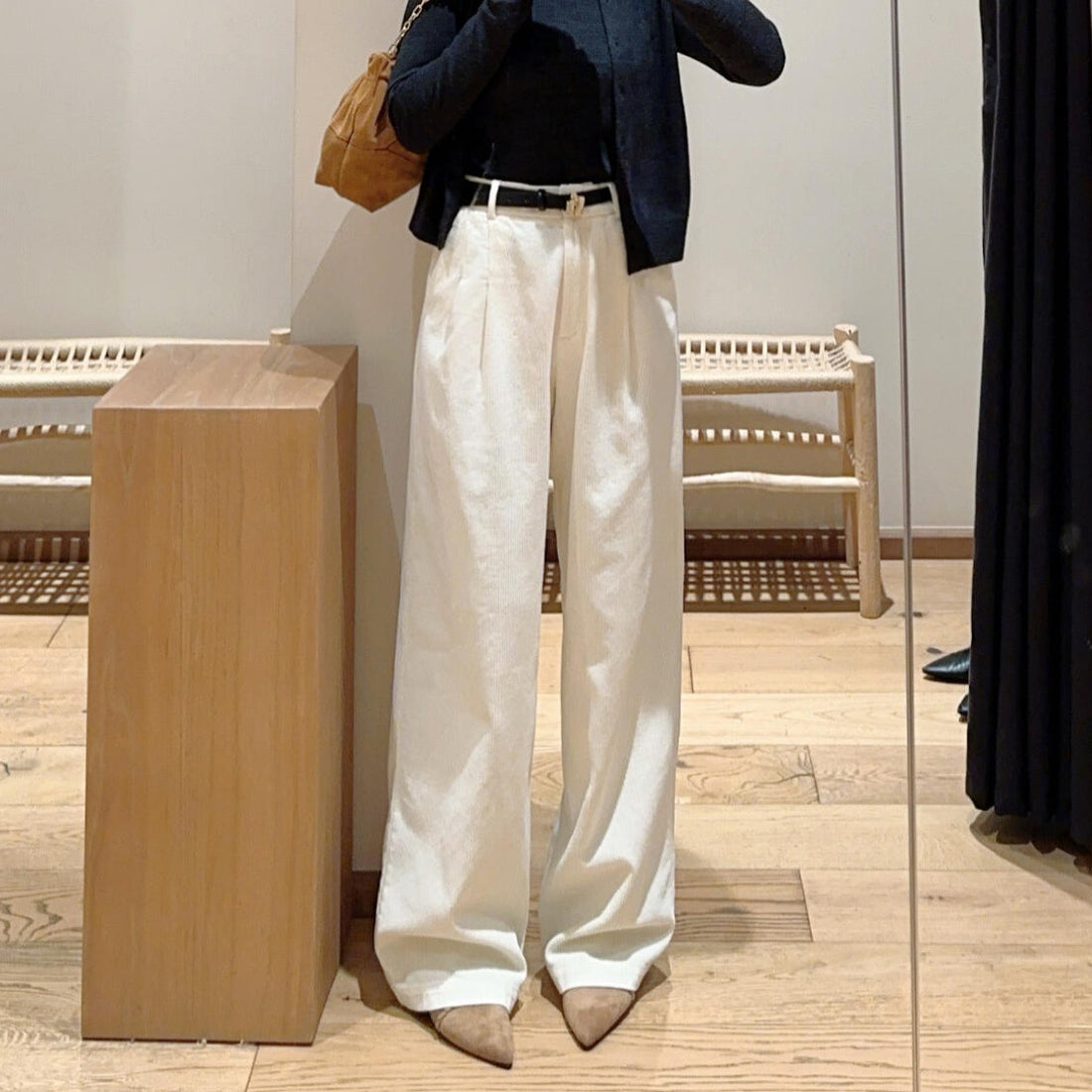 Damen-Cordhose, gerade geschnitten, Baumwolle, Französischer Stil