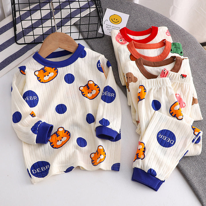 Kinder-Schlafanzug-Set aus Baumwolle mit Jacquard-Muster