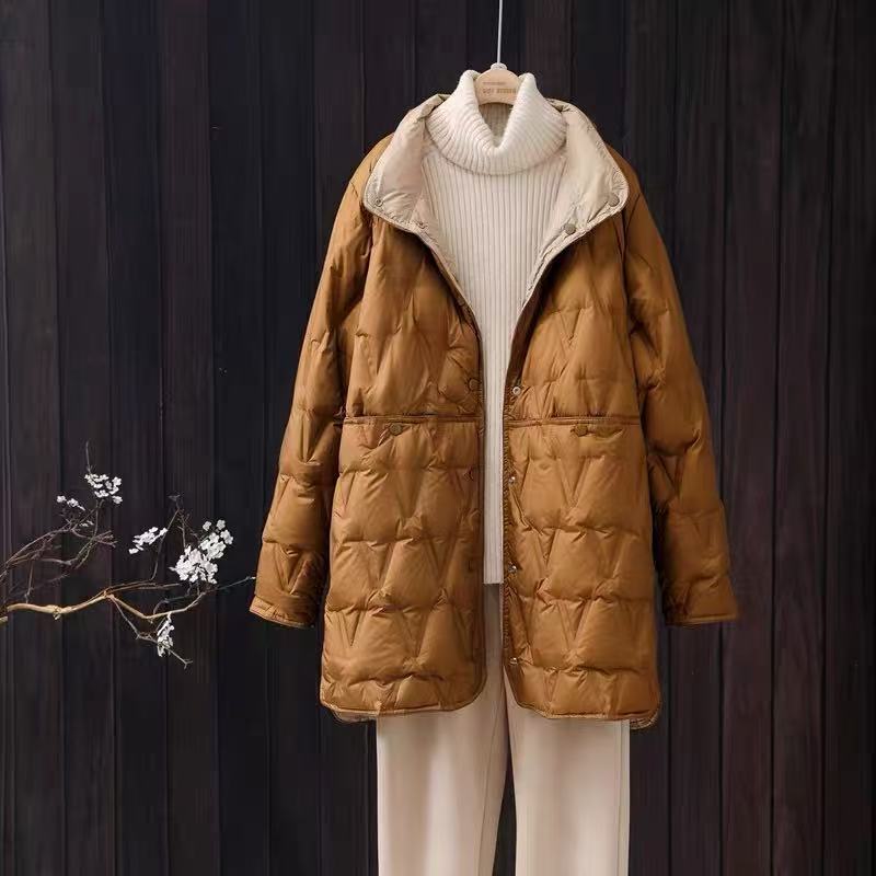 Wendbare Daunenjacke für Damen, mittellang, große Größen