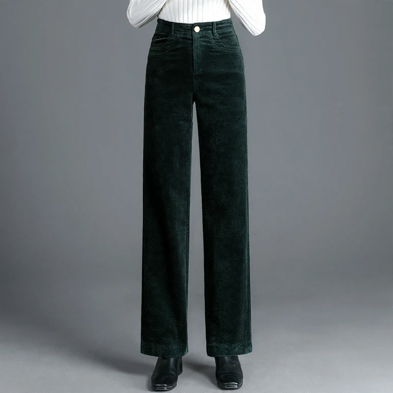 Gefütterte Cordhose für Damen, hoch geschnitten, gerade Passform