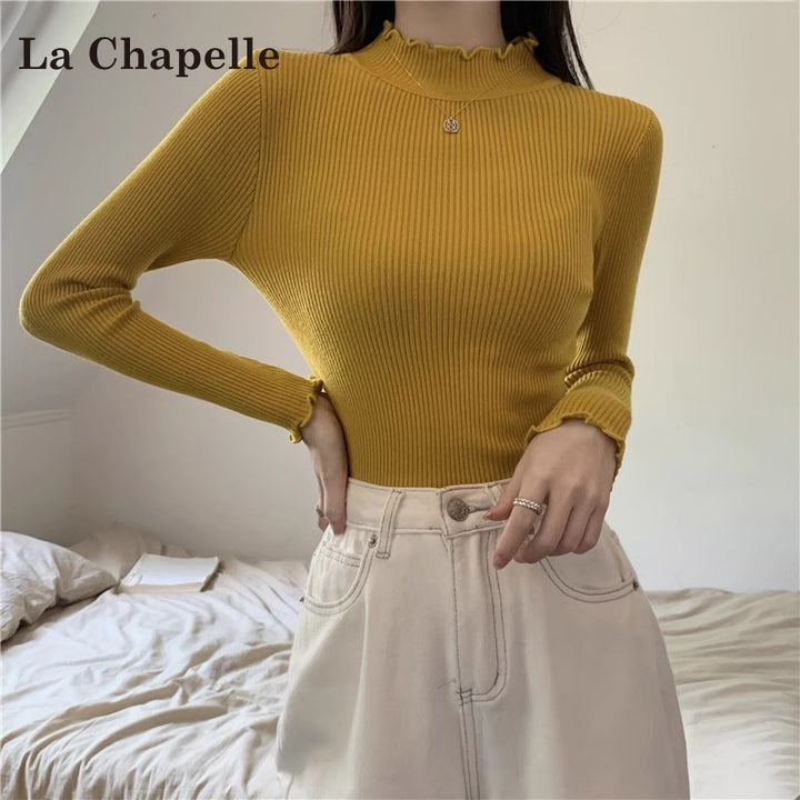 Vielseitiger Damen-Strickpullover mit Stehkragen