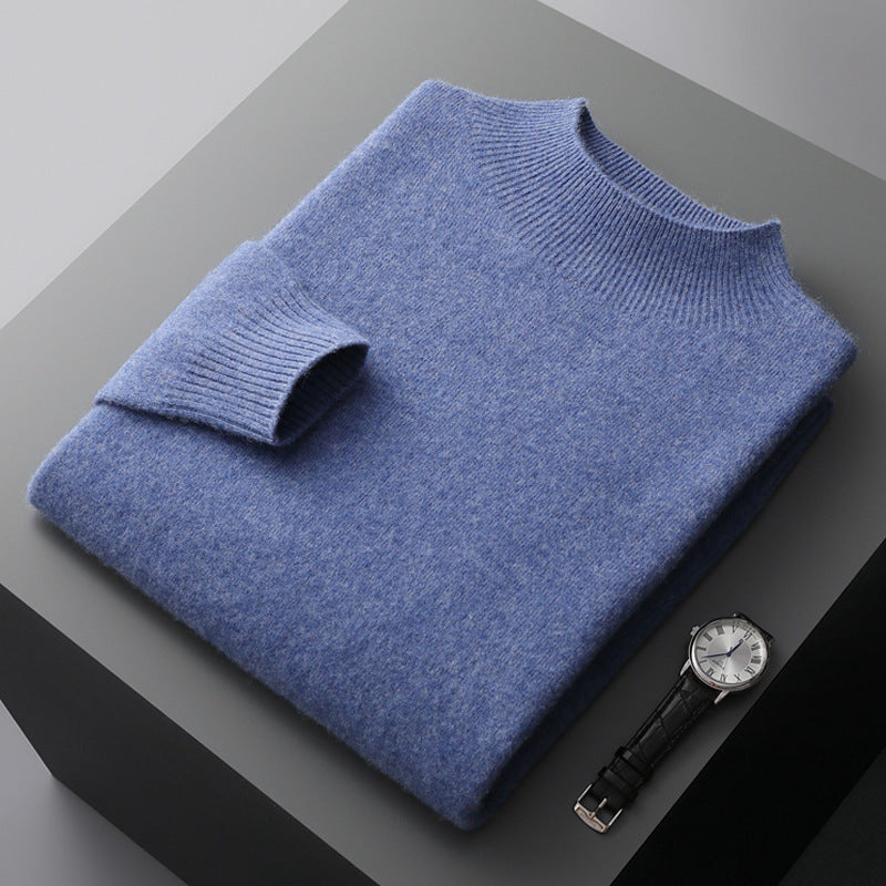 Herren-Wollpullover, Stehkragen, dünn