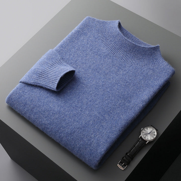 Herren-Wollpullover, Stehkragen, dünn