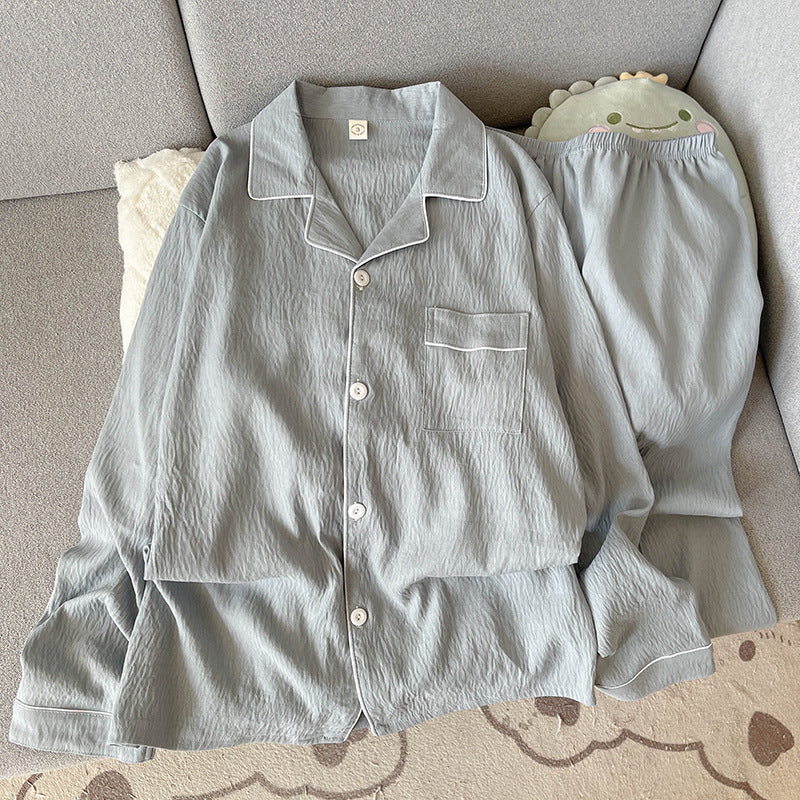 Herren-Pyjama aus weicher Baumwoll-Gaze, schlicht