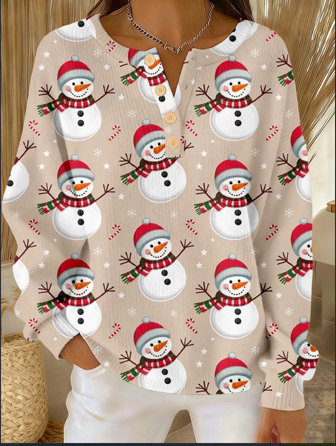 Weihnachtlicher Strickpullover mit Stehkragen und 3D-Druck