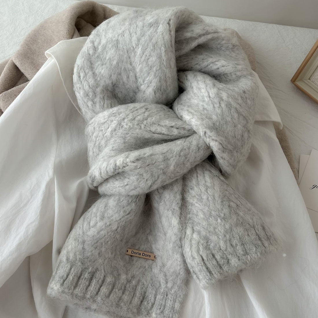 Unifarbener Strickschal aus Alpakawollmischung