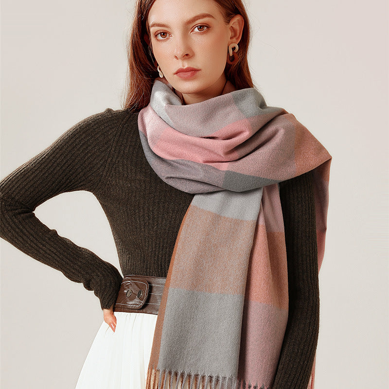 Großer Winterschal mit Karomuster, 180 cm