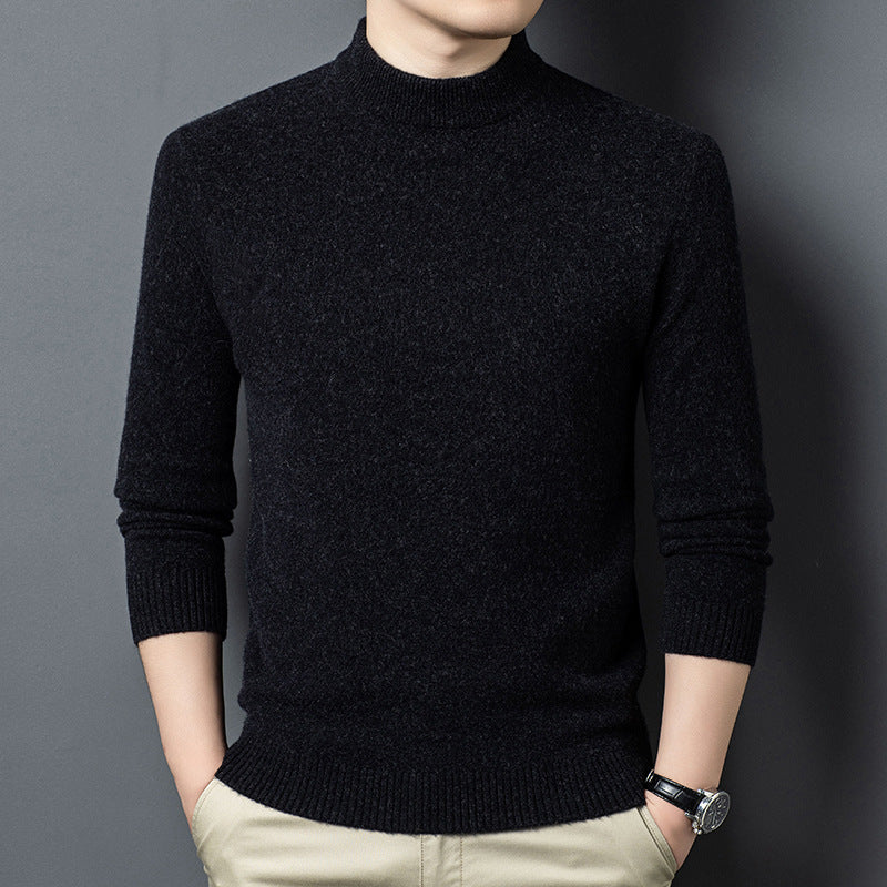 Herren-Pullover aus reiner Wolle mit Stehkragen