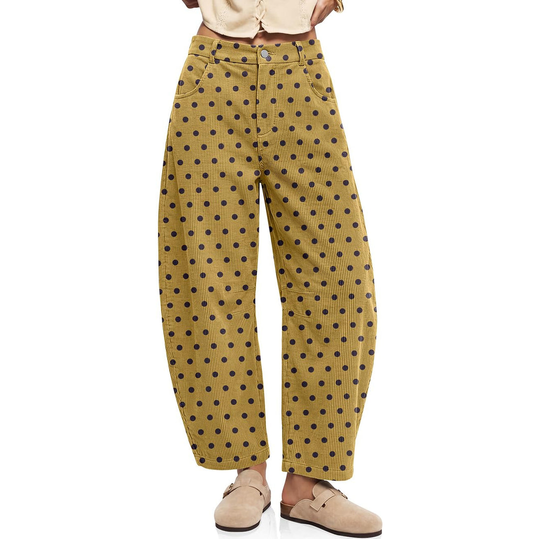 Cordhose mit Gummibund und Punktemuster