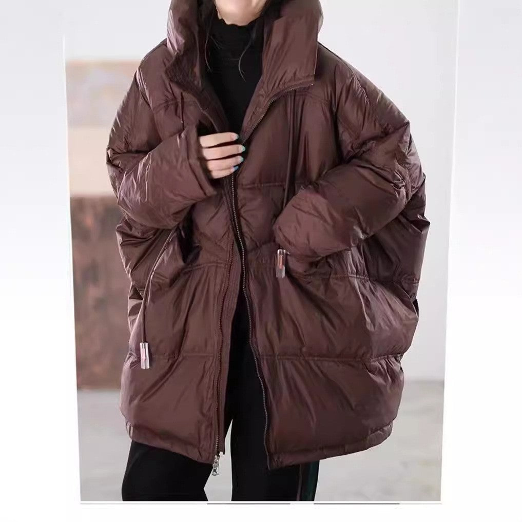 Mittellange Daunenjacke für Damen mit Kapuze