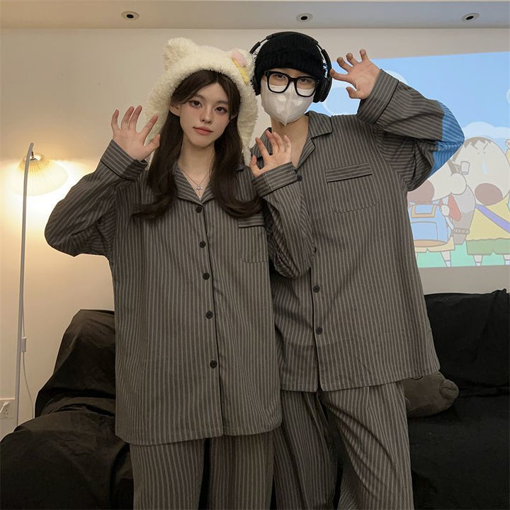 Gestreifter Pyjama-Zweiteiler für Damen und Herren