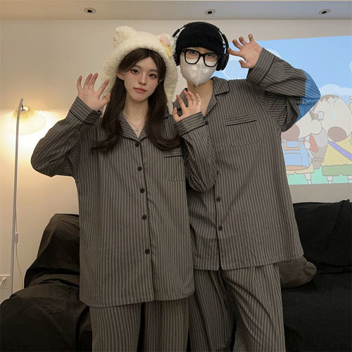 Gestreifter Pyjama-Zweiteiler für Damen und Herren