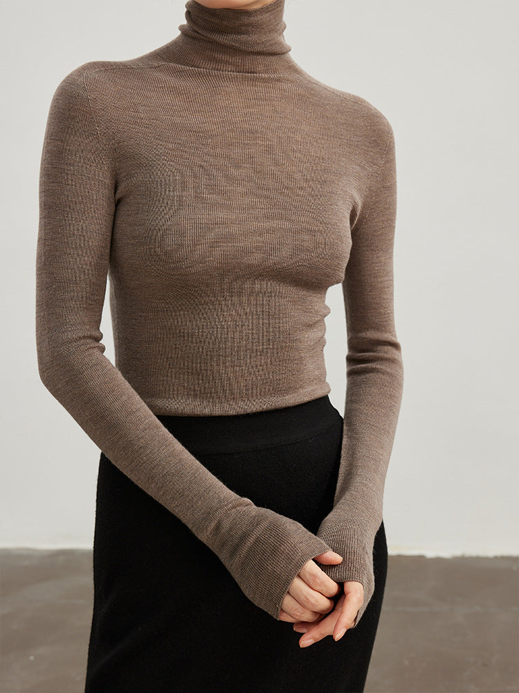 Damen-Rollkragenpullover, 100% Wolle, nahtlos