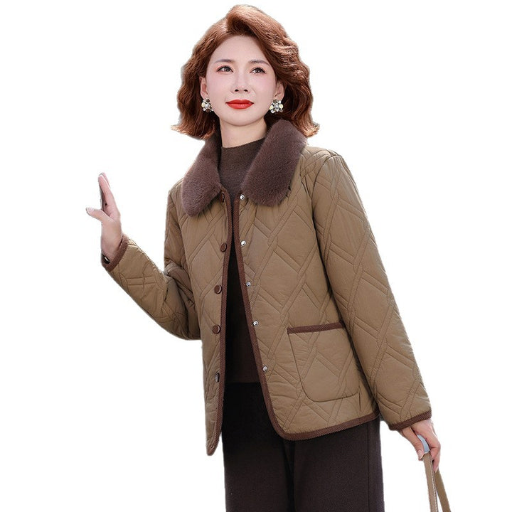 Damen-Winterjacke mit Webpelzkragen und Fütterung