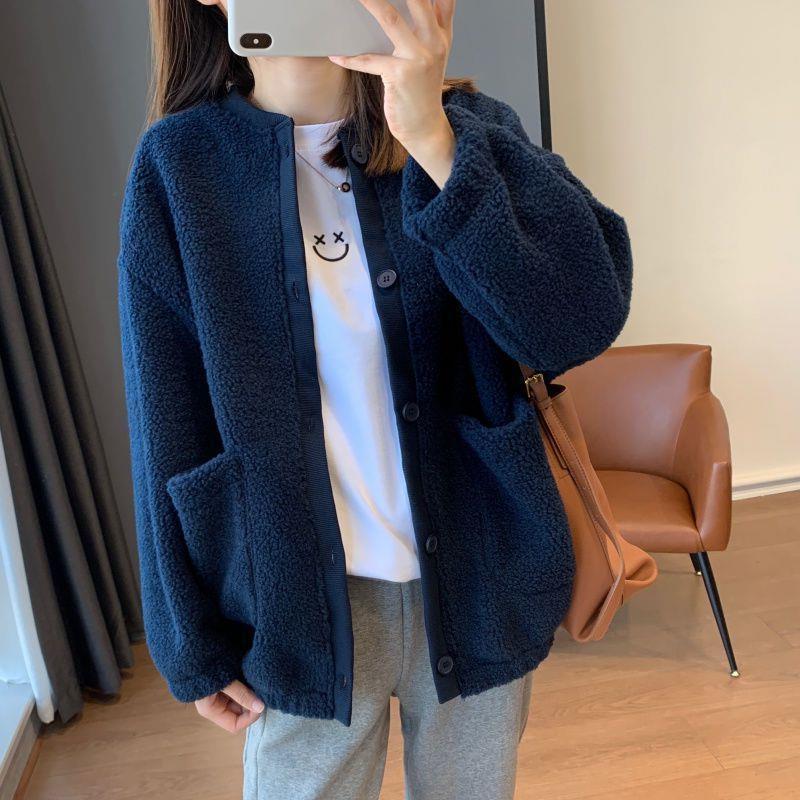 Warme Teddyfleece-Jacke im Baseball-Stil