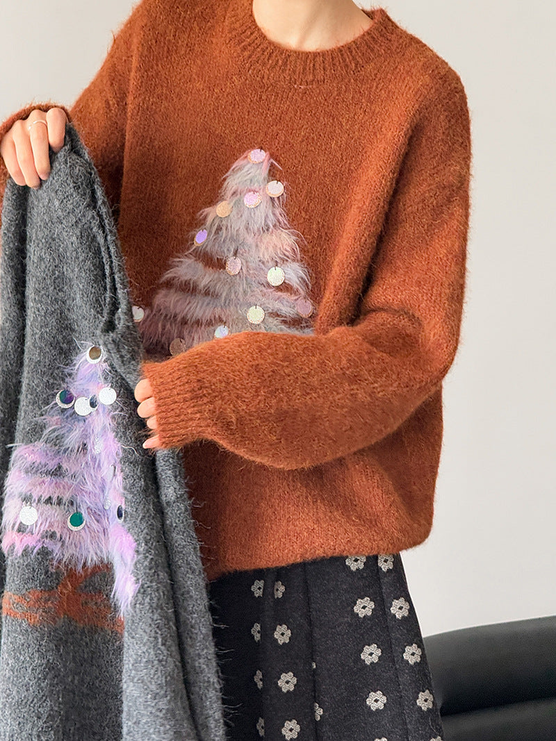 Damen Weihnachtspullover, Pailletten-Design, weich