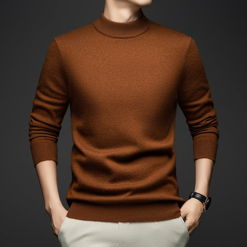 Herren-Wollpullover, 100% Wolle, Stehkragen, dick