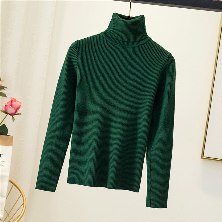 Damen-Rollkragenpullover, schmal geschnitten, einfarbig