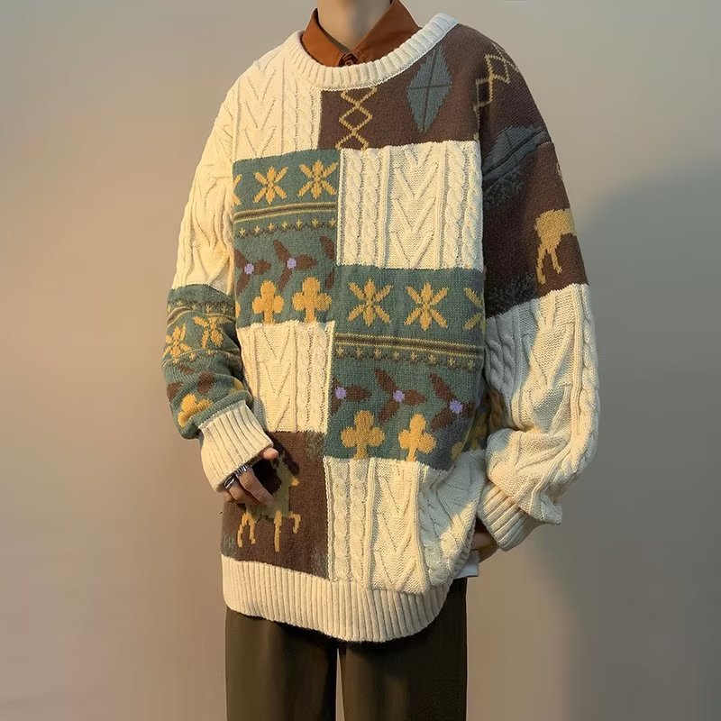 Dicker Strickpullover im Retro-Stil