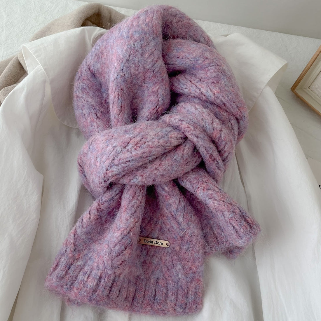 Alpaka-Wollmischschal, gestrickt, 162cm