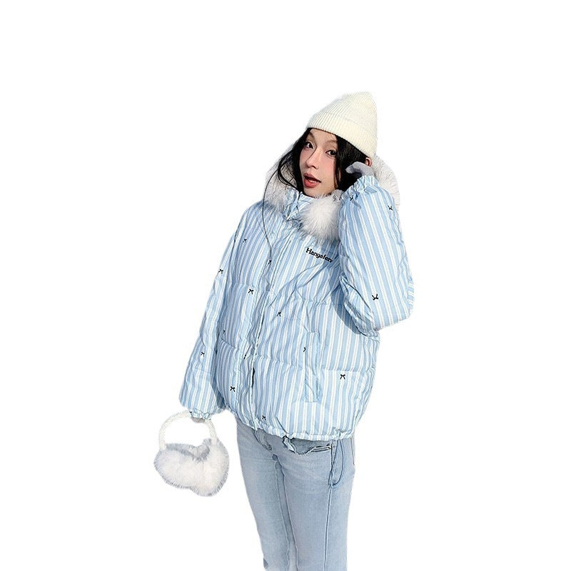 Damen-Steppjacke mit Kunstfellkragen