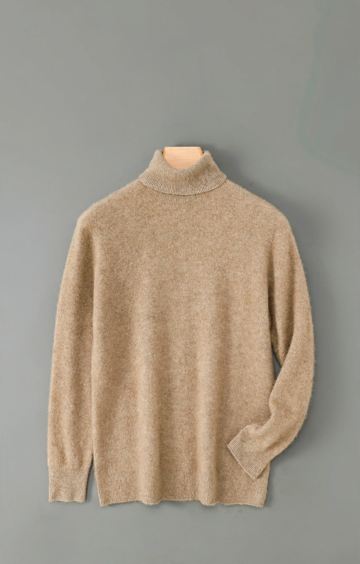 Herren-Wollpullover, Rollkragen, lockere Passform