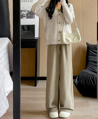 Damen-Cordhose mit hohem Bund, gefüttert