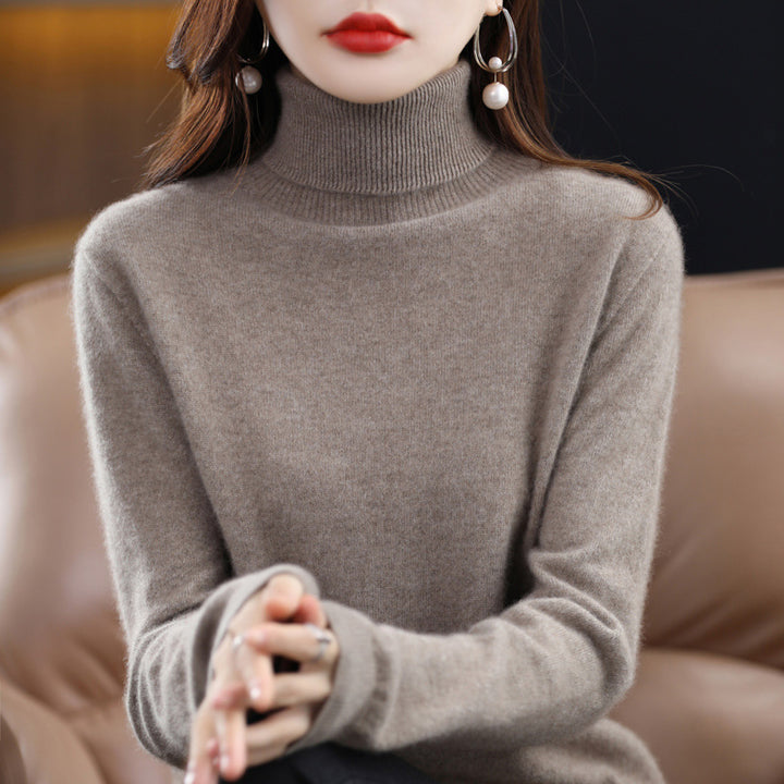 Damen-Rollkragenpullover aus reiner Wolle