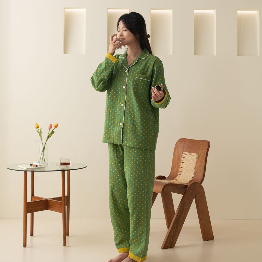 Baumwoll-Schlafanzug, Doppelgaze, Langarm, Unisex