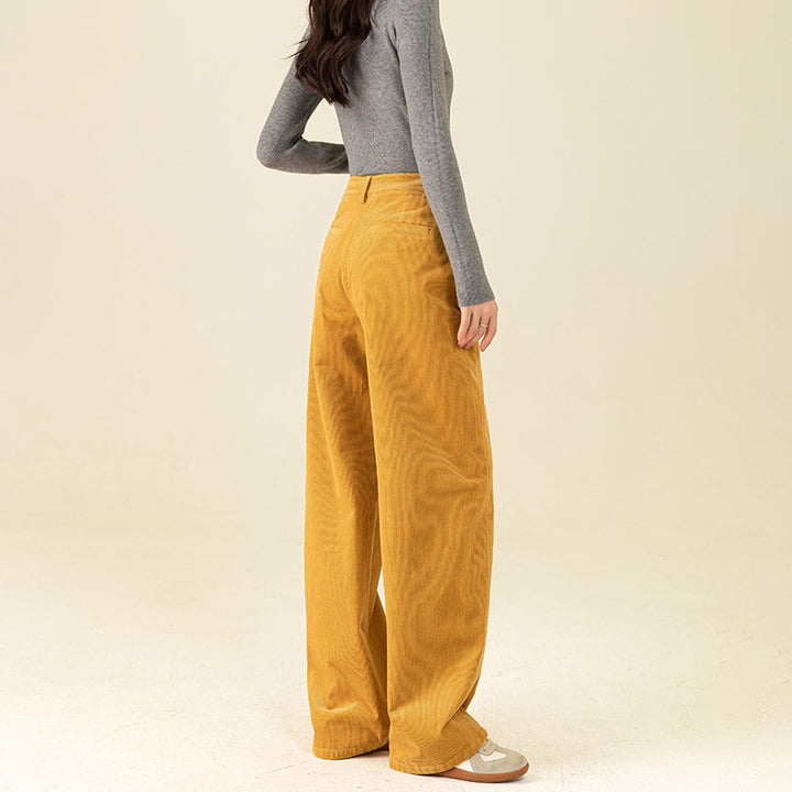 Damen-Cordhose mit hohem Bund und weitem Bein