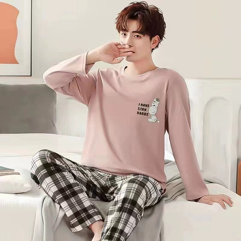 Herren-Pyjama-Set, langärmelig, leicht und bequem