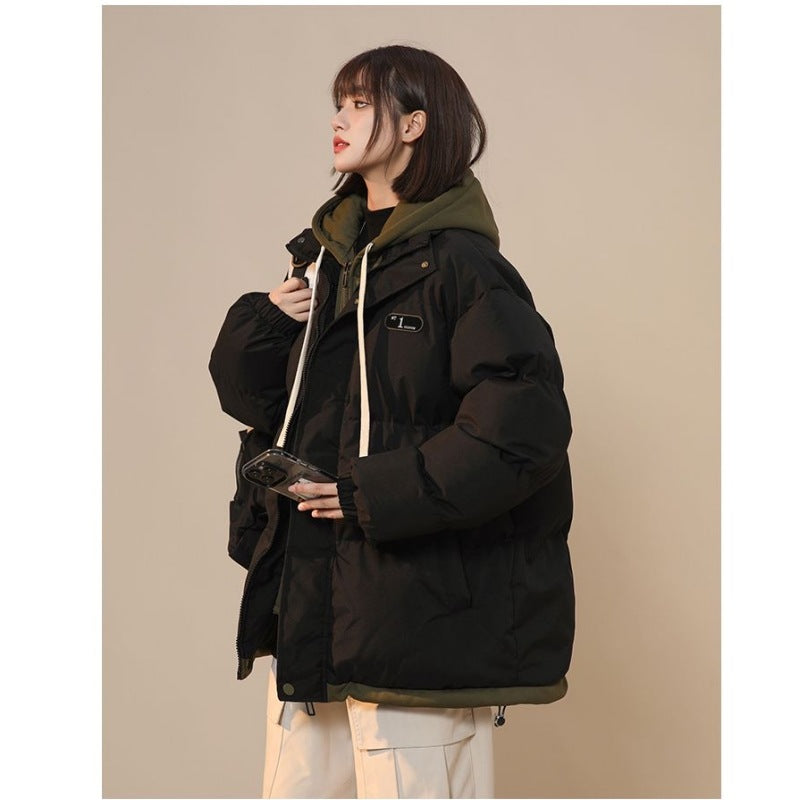 Gefütterte Unisex-Winterjacke im Lagen-Look