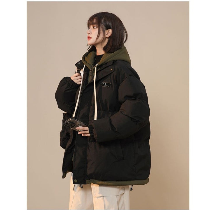 Gefütterte Unisex-Winterjacke im Lagen-Look