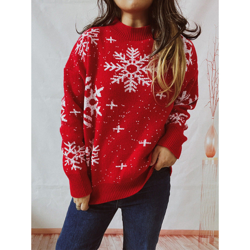 Damen-Strickpullover mit 3D-Weihnachtsmotiv