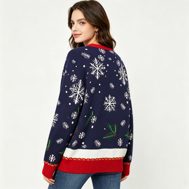 Weihnachts-Strickpullover mit Tannenbaum-Jacquard