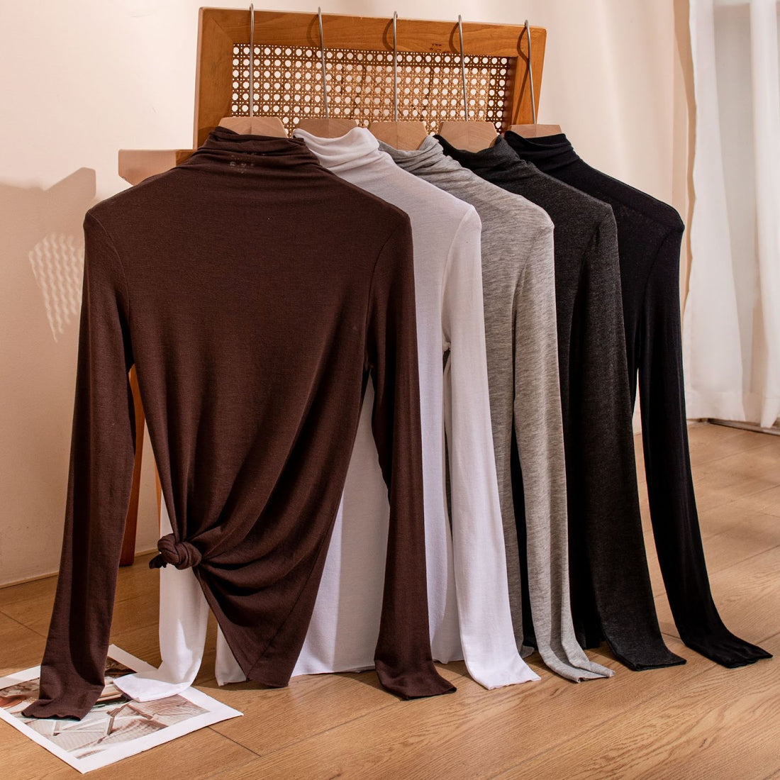 Damen-Langarmshirt mit Stehkragen, weich und bequem
