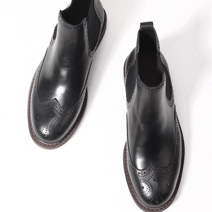 Herren-Chelsea-Stiefel aus Echtleder mit Plateau
