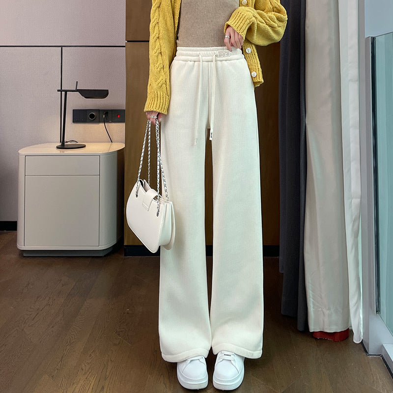 Chenille-Cordhose mit weitem Bein, gefüttert