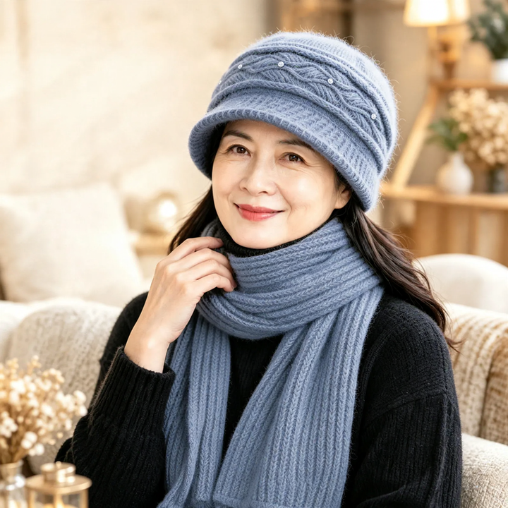 Strickmütze und Schal Set für Damen
