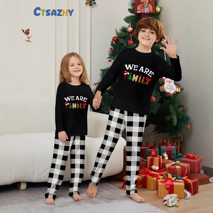 Weihnachts-Familien-Schlafanzug, Langarm, Karomuster