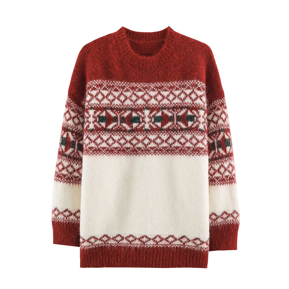 Fair-Isle Strickpullover mit Rundhalsausschnitt