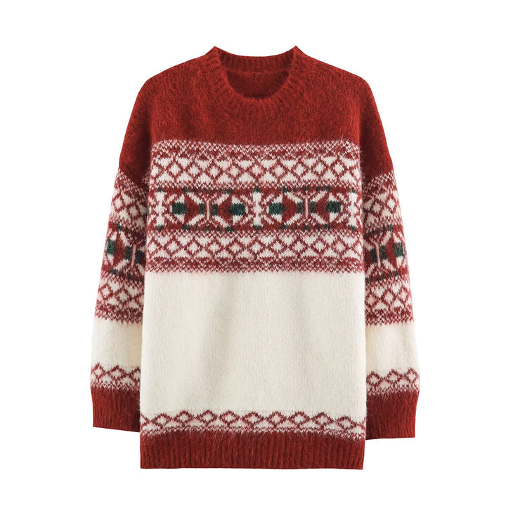 Fair-Isle Strickpullover mit Rundhalsausschnitt